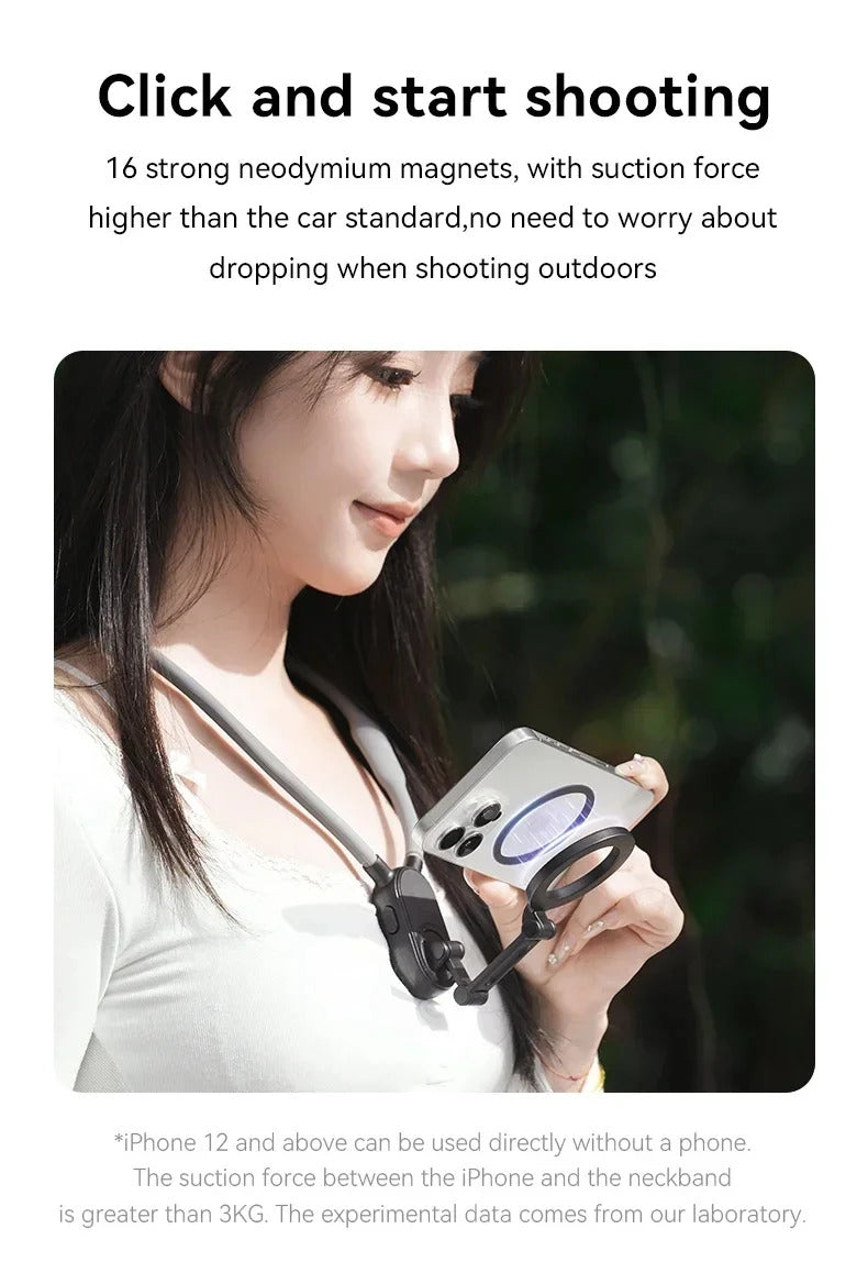 Neck Strap Lazy Bracket 360 Rotating Magnetic Phone Holder Portable Hands-Free Phone Clip Strong Magnet Comfortable Phone Mount
