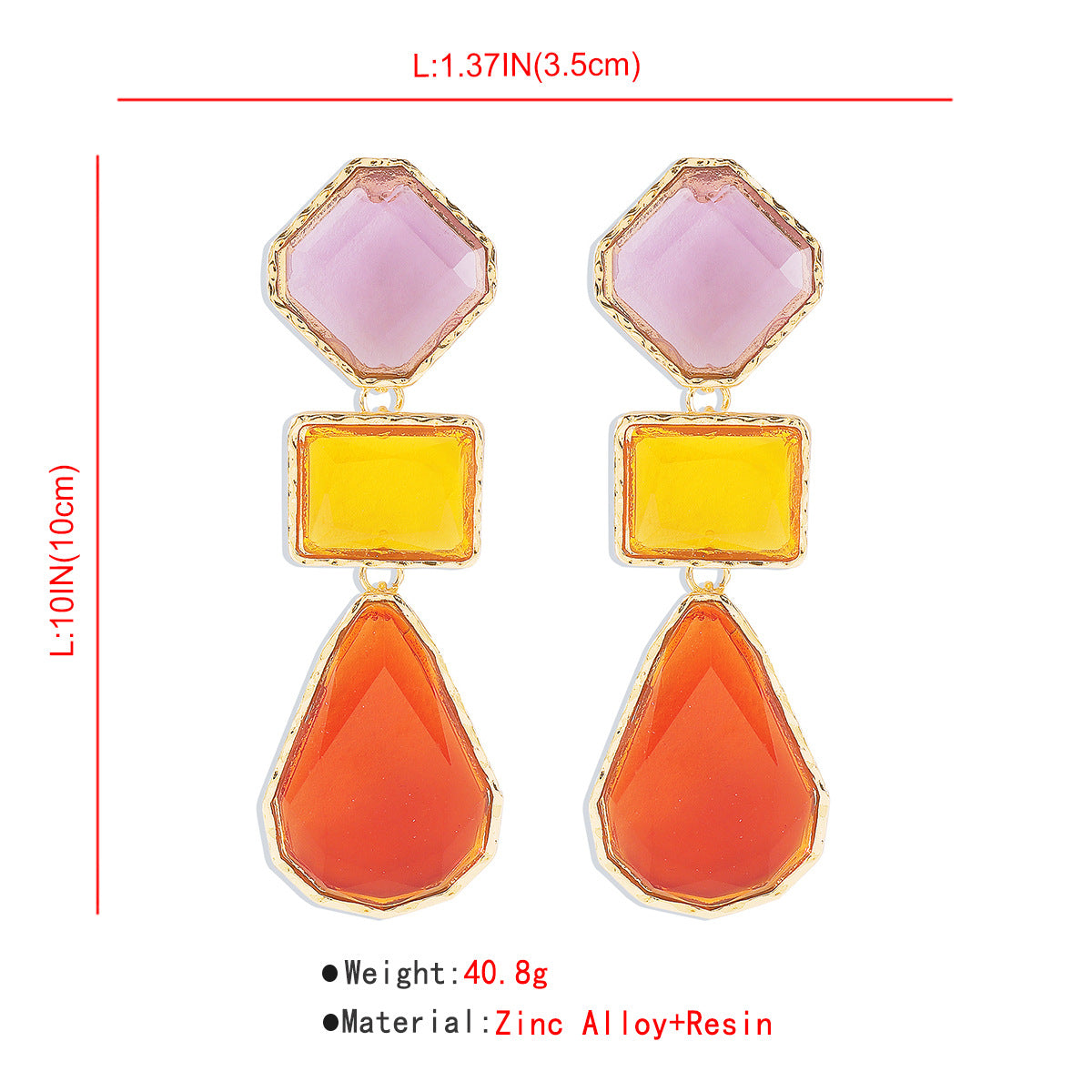 Trendy Accessories ZA Personality Fashion Exaggerated Geometric Resin Colorful Earrings Necklace