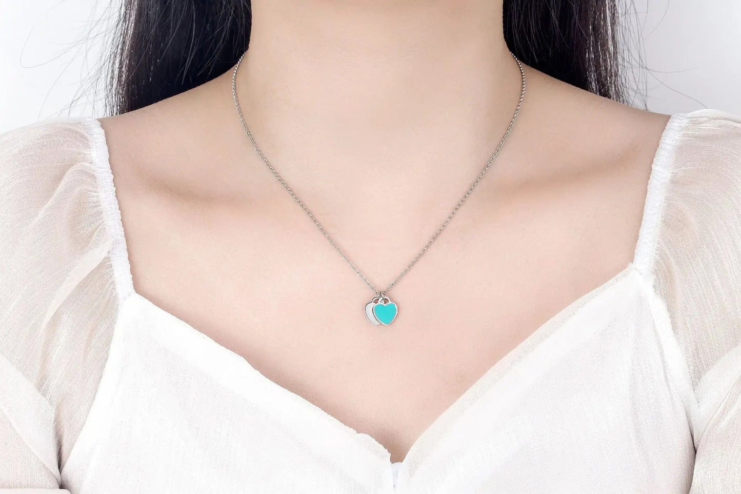 Designer 925 Silver Jewelry Necklace Woman Retro Heart-Shaped Enamel For Girls Cute Silver Bead Birthday Gift