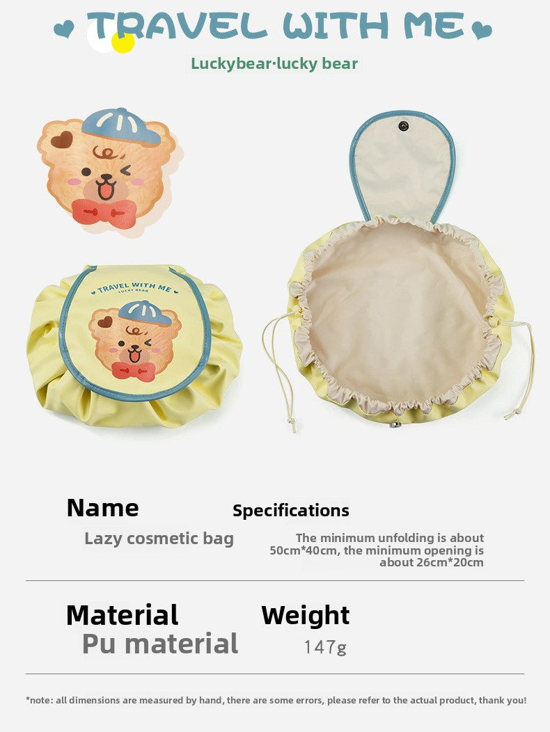 Cute and Lazy Cosmetic Bag Drawstring Bag Large Capacity Portable Cord-Pull Bag Drawstring Skin Care Products Buggy Bag Wash Bag