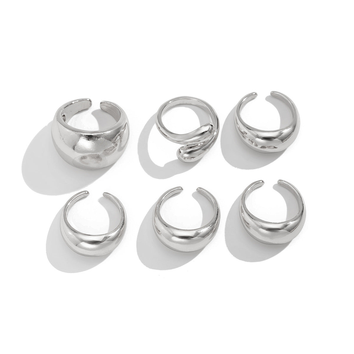 Ins Minimalist Style Trendy Exaggerated Mirror Versatile Ring Personality Alloy Hugging Ring