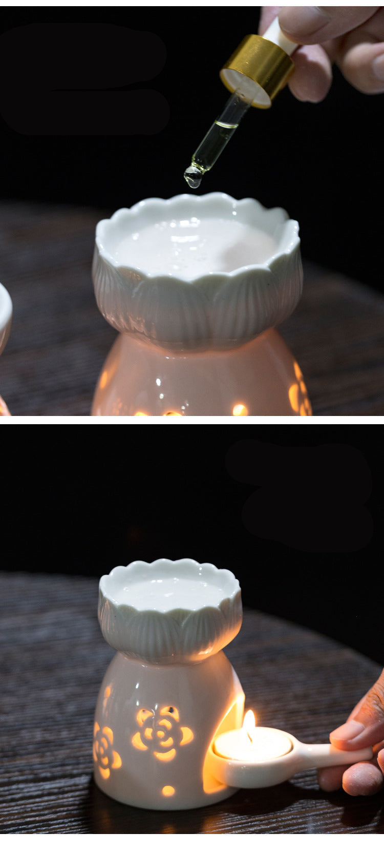 Multi-Flower Hollow Cute Version Small Porcelain Candle Essential Oil Aromatherapy Burner Ceramic Aromatherapy Lamp