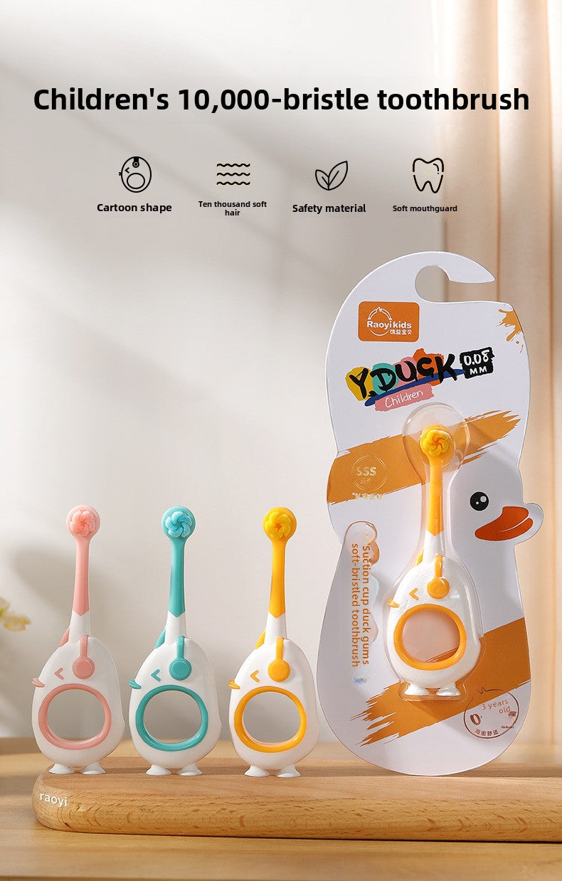 0-3 Children's Thousand Bristle Toothbrush Gentle on Baby's Gums Cloud-like Soft Suction Cup Standable Toothbrush