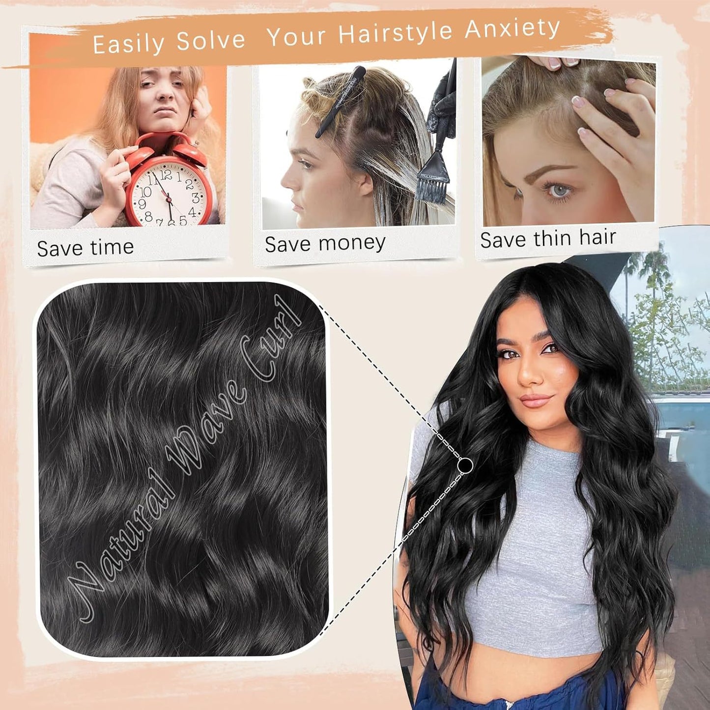 Xuchang European and American Style Wig for Women, Front Lace Wig, Middle Part, Small Lace, Highlighted Long Curly Hair, Synthetic Fiber Wig, Export Wigs