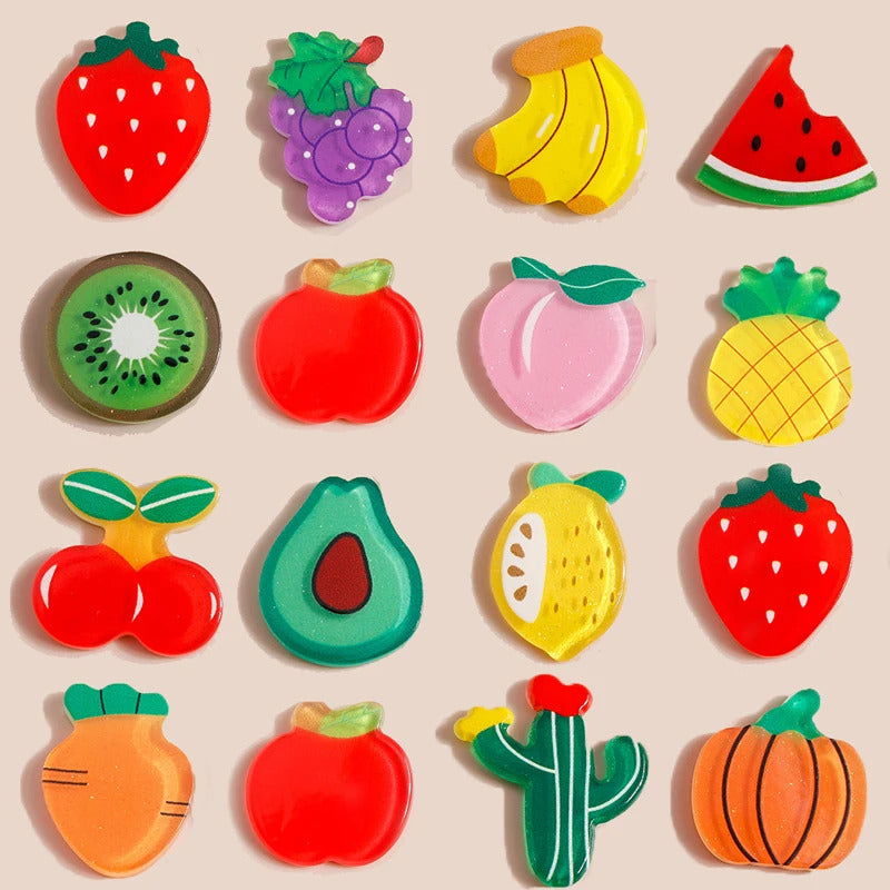 10pcs Mix Cute Mini Fruit Charms Pear Cherry Pineapple Peach Avocado Flat Back Resin Cabochons Scrapbook DIY Jewelry Accessories