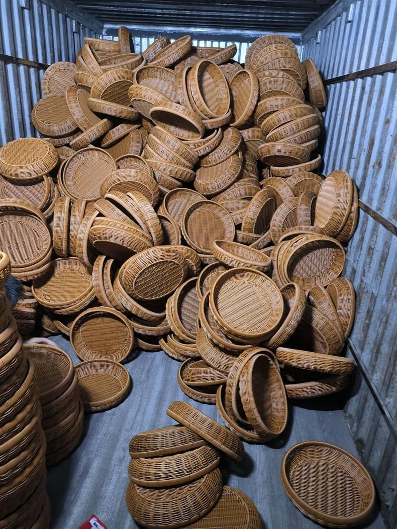 Rattan Dustpan Sun Basket Round Brown Household Storage Basket Storage Tray Handwoven Basket