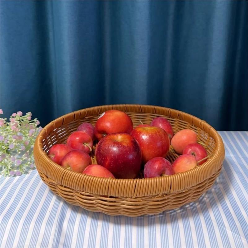 Rattan Dustpan Sun Basket Round Brown Household Storage Basket Storage Tray Handwoven Basket