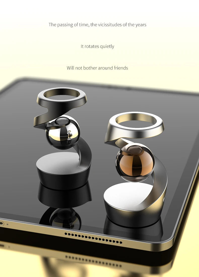 Desktop Rotating Gyroscope Finger Fidget Spinner Toy All Aluminum Alloy Spinning Gyro Silver Metallic Accents For Adults Gift
