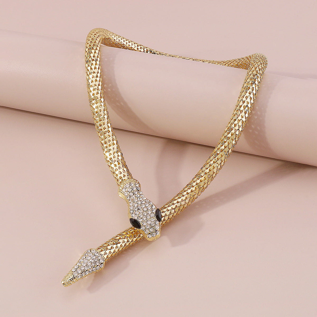 Exaggerated Snake Necklace Punk Personality Hip-Hop Style Necklace Trendy Cool Street Style Show Micro-Inlaid Choker
