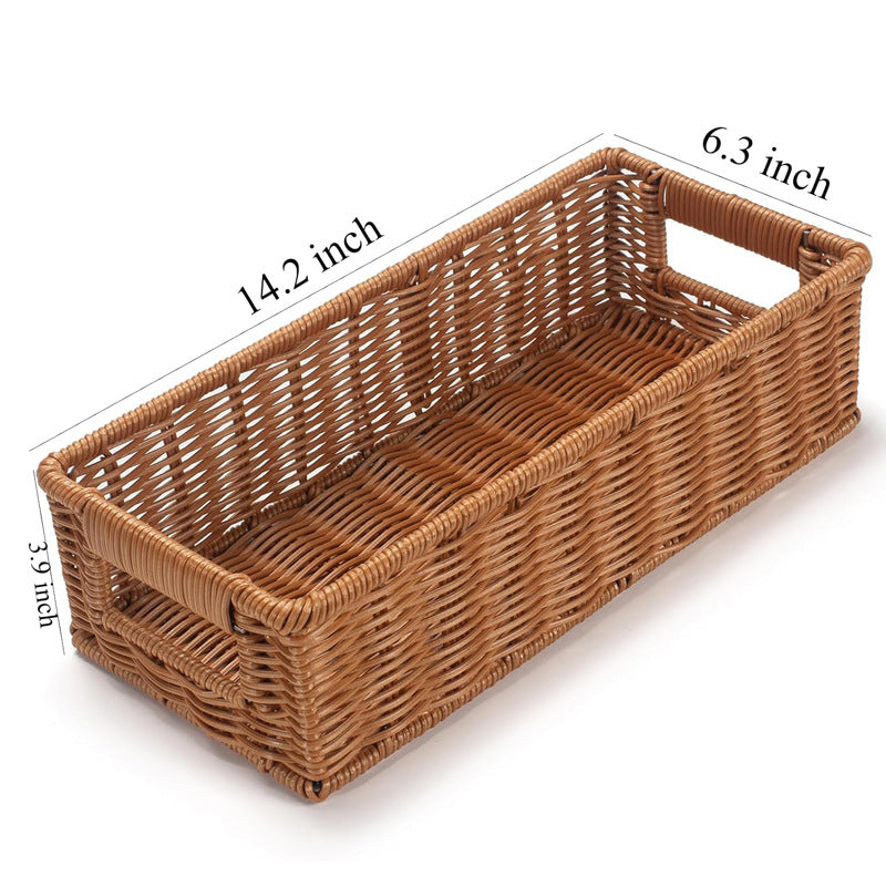 Handmade Imitation Rattan Woven Storage Basket for Cosmetics, Snacks, Fruits, Bathroom Desktop Storage Basket