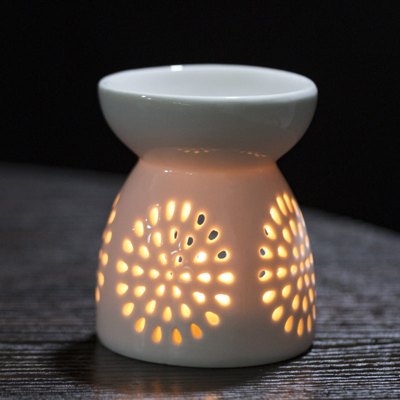 Multi-Flower Hollow Cute Version Small Porcelain Candle Essential Oil Aromatherapy Burner Ceramic Aromatherapy Lamp