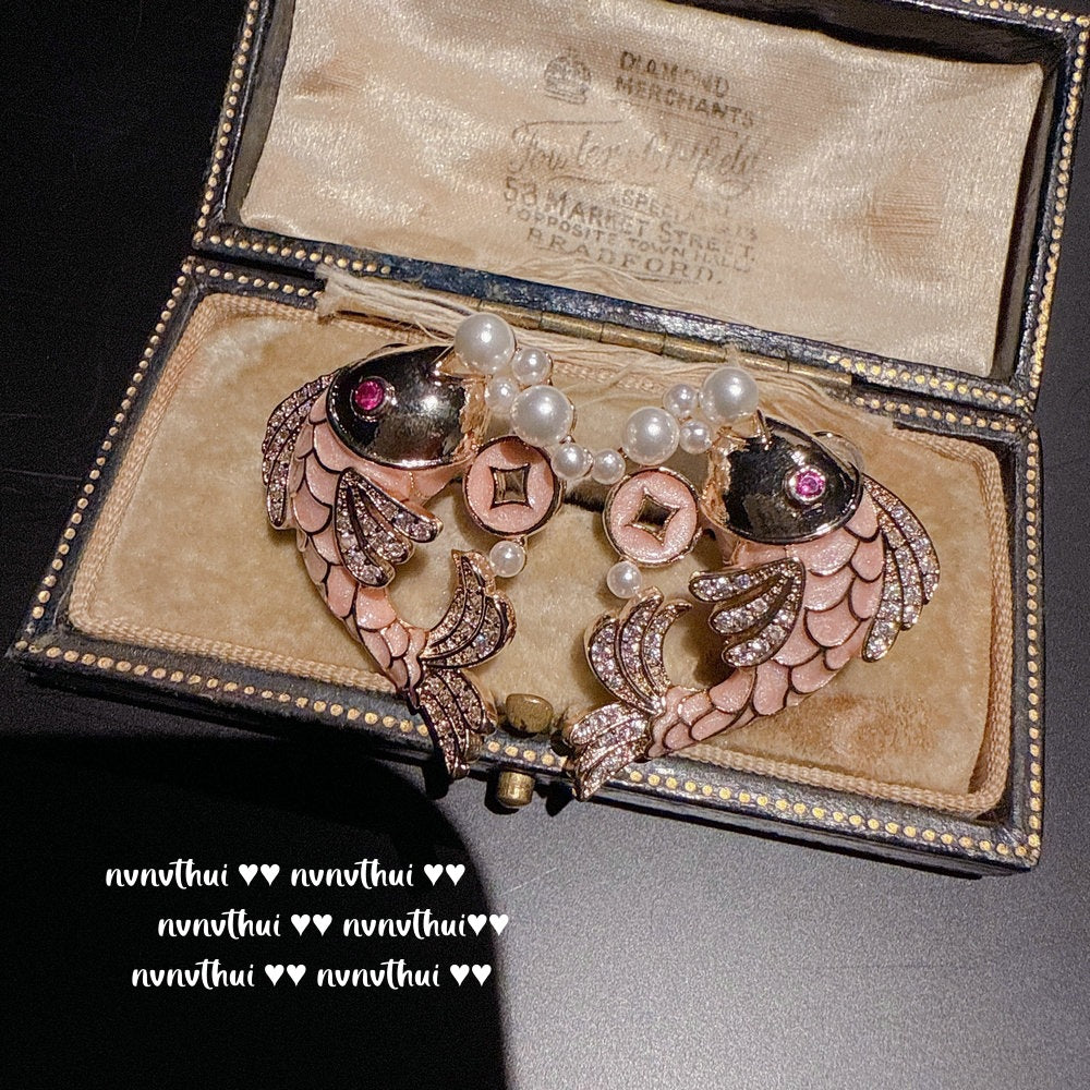 Sparkling PA Pink Cloud Pattern Jellyfish Tassel Gem Earrings Rich Woman's Happy Egg-Shaped Princess Pink Earrings
