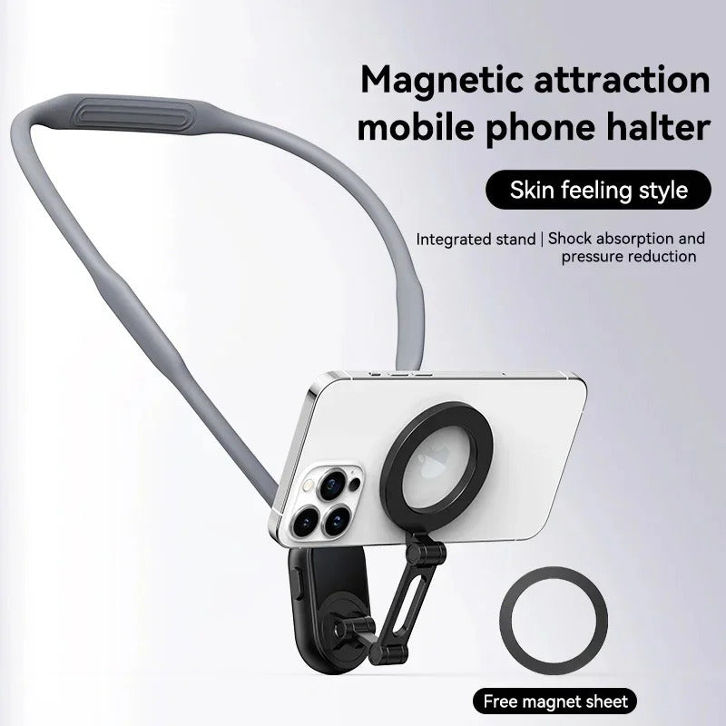 Neck Strap Lazy Bracket 360 Rotating Magnetic Phone Holder Portable Hands-Free Phone Clip Strong Magnet Comfortable Phone Mount