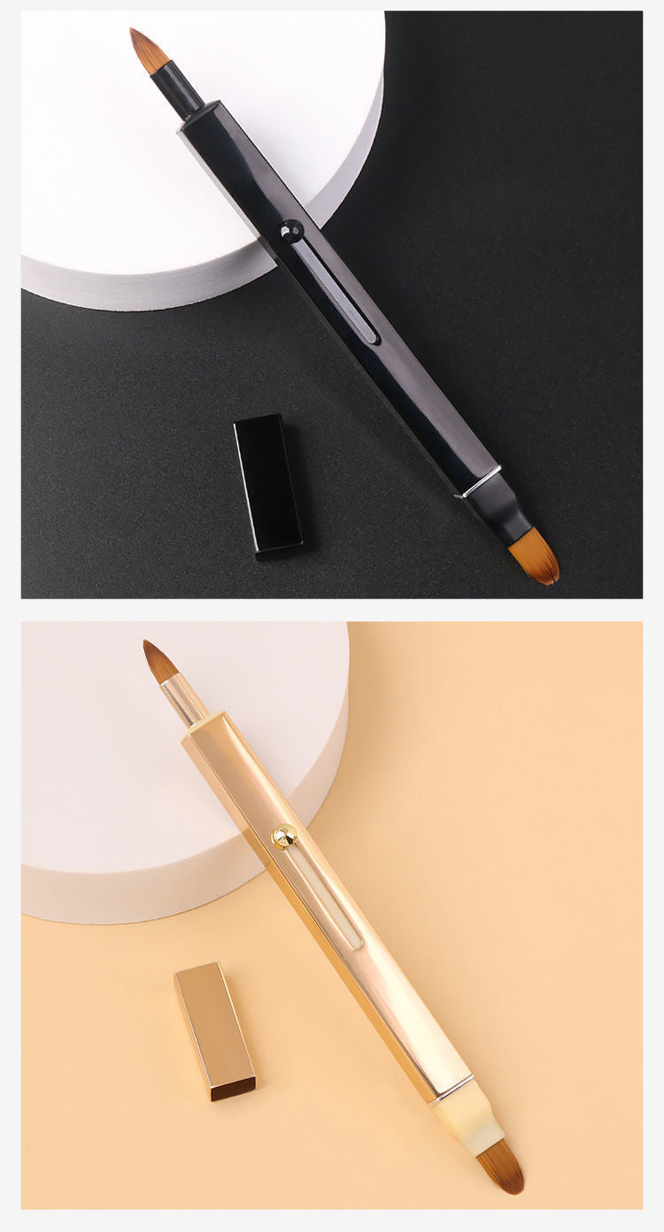 Retractable Double-Headed Lip Brush Portable Lip Brush Beginner Lip Liner Lipstick Special Makeup Tool Multi-Color
