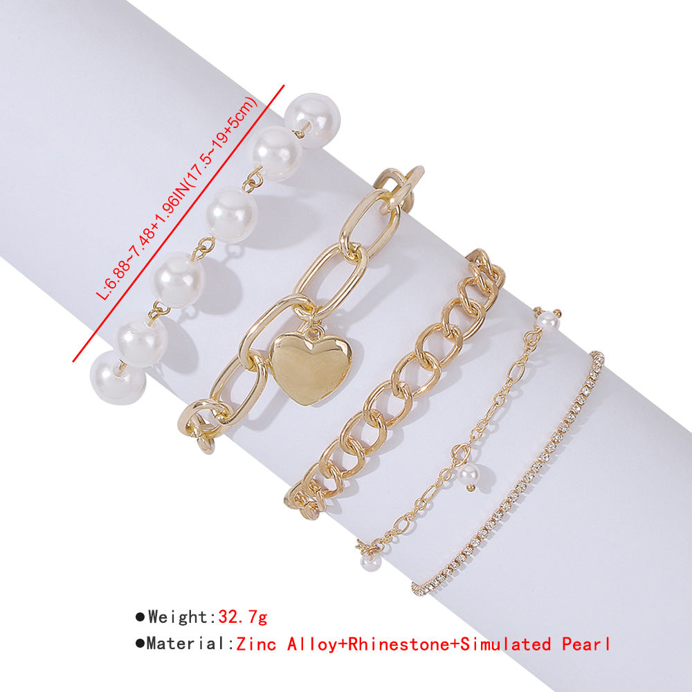 New Exaggerated Alloy Thick Chain Multi-layer Bracelet for Women European and American Fashion Gold Bangle