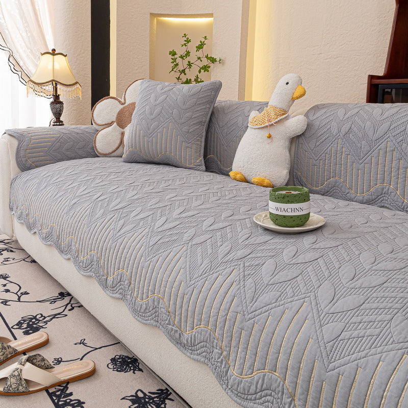 Cream Style Sofa Cushion 2025 New Model All-Season Non-Slip Seat Cushion Light Luxury High-End Genuine Leather Sofa Cover Cloth