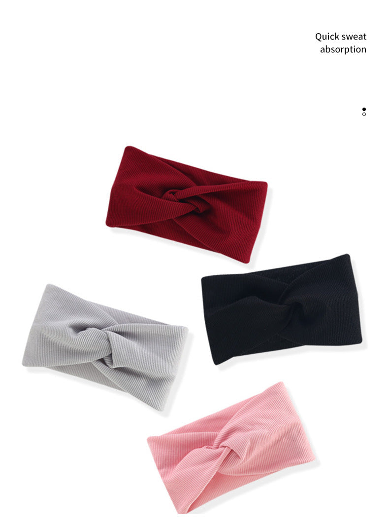 Bohemian Sports Wide Headband Foreign Trade Style Ribbed Cotton Cross Yoga Sports Elastic Headband