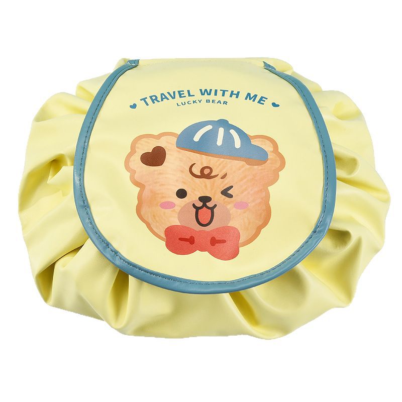 Cute and Lazy Cosmetic Bag Drawstring Bag Large Capacity Portable Cord-Pull Bag Drawstring Skin Care Products Buggy Bag Wash Bag
