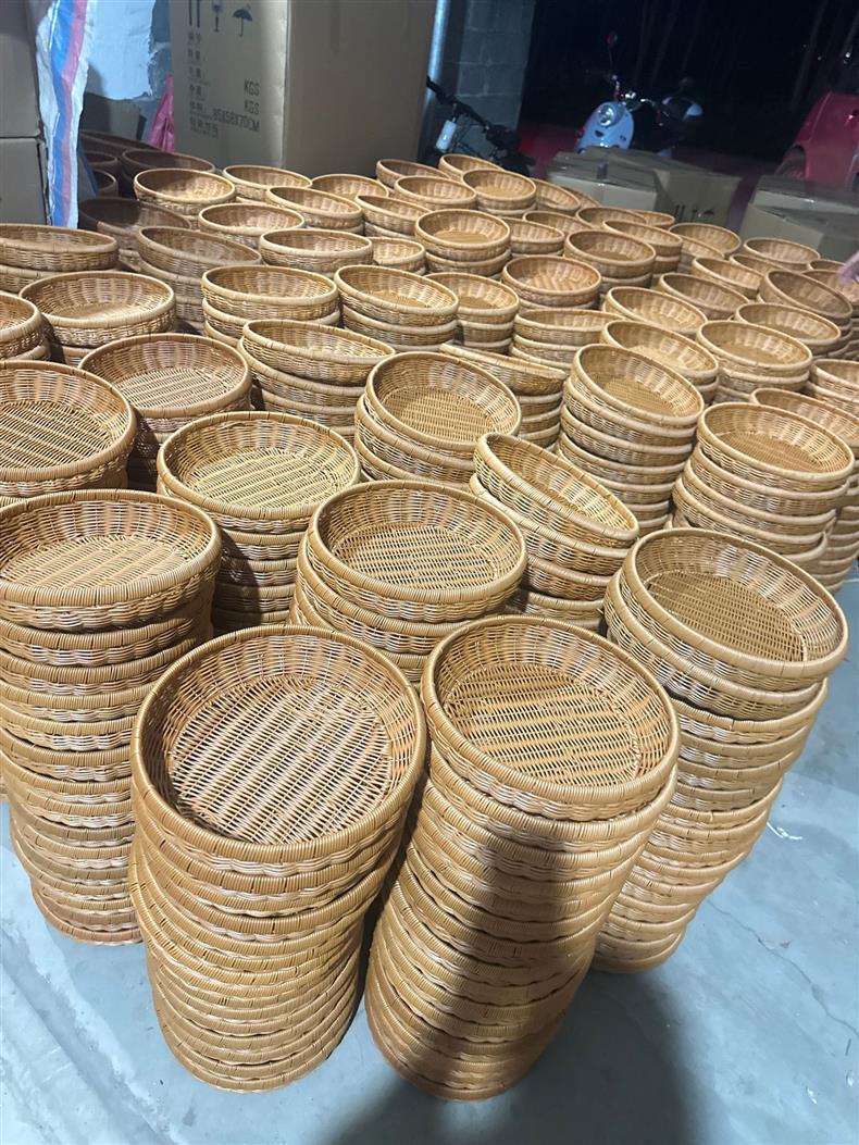Rattan Dustpan Sun Basket Round Brown Household Storage Basket Storage Tray Handwoven Basket