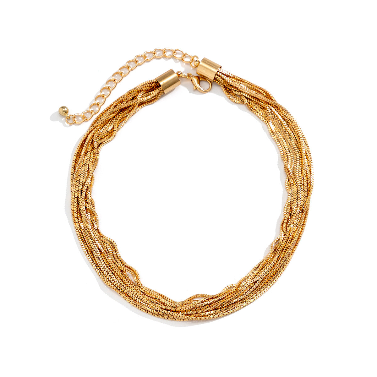 Cross-Border Exaggerated Punk Multi-Layer Chain Stacked Necklace Simple Niche Geometric Ball Personality Choker Necklace