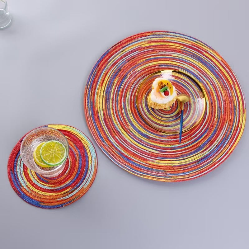 Placemat Woven Coaster Heat Insulation Mat Ins Feng Shui Kettle Mat Household Anti-scalding Dish Plate Bowl Mat Western Dining Table Mat