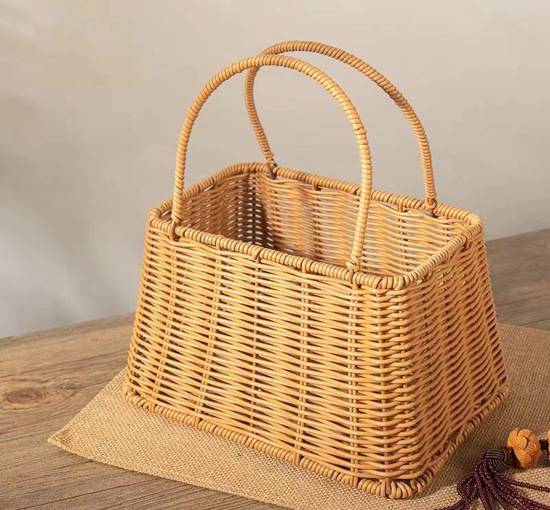 New Gift Hat Flower Basket Fresh Flower Bouquet Flower Arrangement Handheld Basket Handmade Creative Gift DIY Floral Art Materials Woven Flower Basket