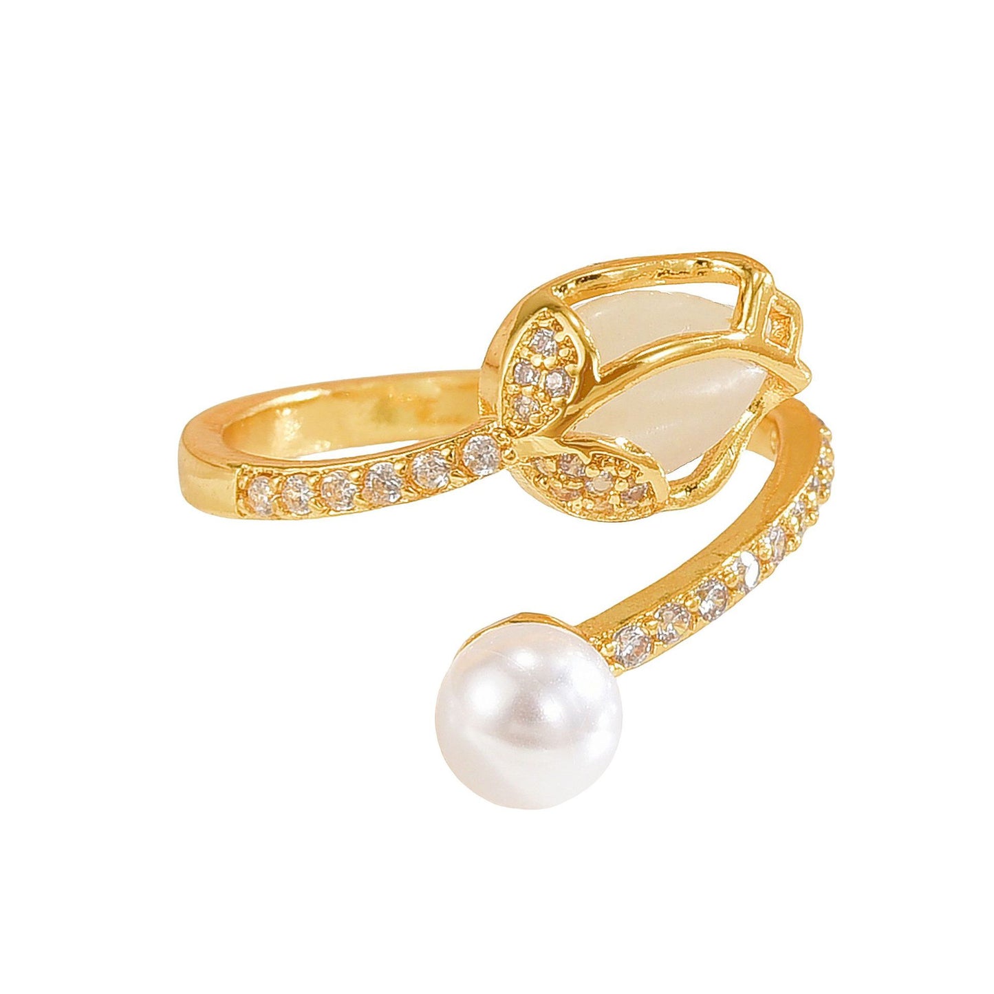 Rotating Ring for Women, Copper Gold Plated, Non-Fading, Elegant and Luxurious, Adjustable Daisy, Star, Moon, Zircon, European and American Cross-Border