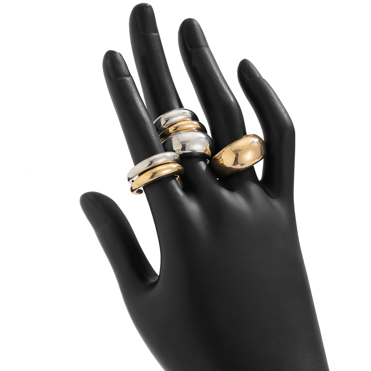 Ins Minimalist Style Trendy Exaggerated Mirror Versatile Ring Personality Alloy Hugging Ring