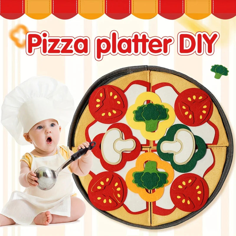 41-Piece/SET Felt Pizza Playset For Kids - Interactive Kitchen Toy Set For Boys & Girls, Birthday Christmas Gift For Ages 3-6