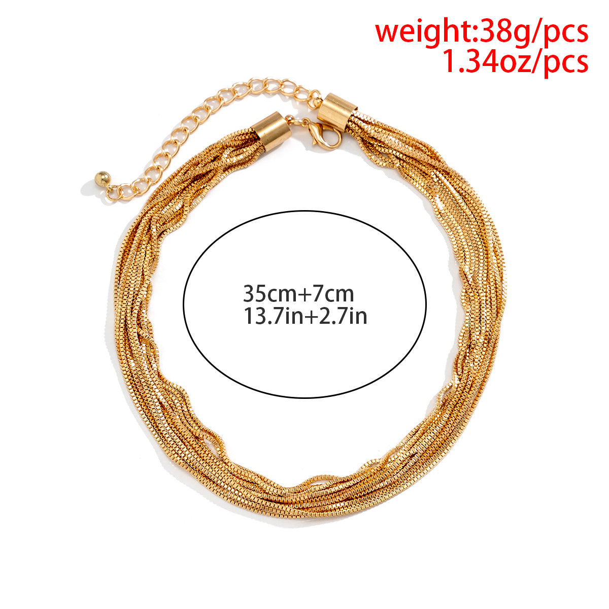 Cross-Border Exaggerated Punk Multi-Layer Chain Stacked Necklace Simple Niche Geometric Ball Personality Choker Necklace