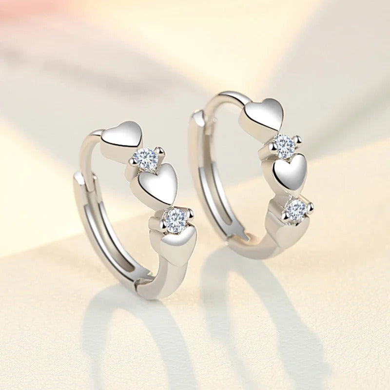 1 Pair Love Heart Cubic Zirconia Earrings Therapy Acupoints Slimming Ear Magnetic Weight Loss Jewelry Girls Fashion Accessories