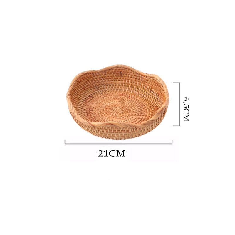Rattan Handwoven Fruit and Vegetable Basket, Cookie Candy Bread Storage Basket, Living Room Desktop Organizer Storage Basket
