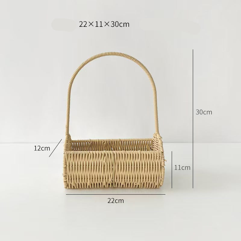 New Gift Hat Flower Basket Fresh Flower Bouquet Flower Arrangement Handheld Basket Handmade Creative Gift DIY Floral Art Materials Woven Flower Basket
