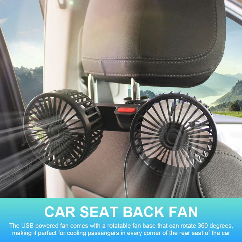 12V/24V Car Fan Cooling Car Fan Dual Head USB Car Fan 3 Speeds Adjustable Auto Cooler Air Fan for Vehicle SUV Car Accessories