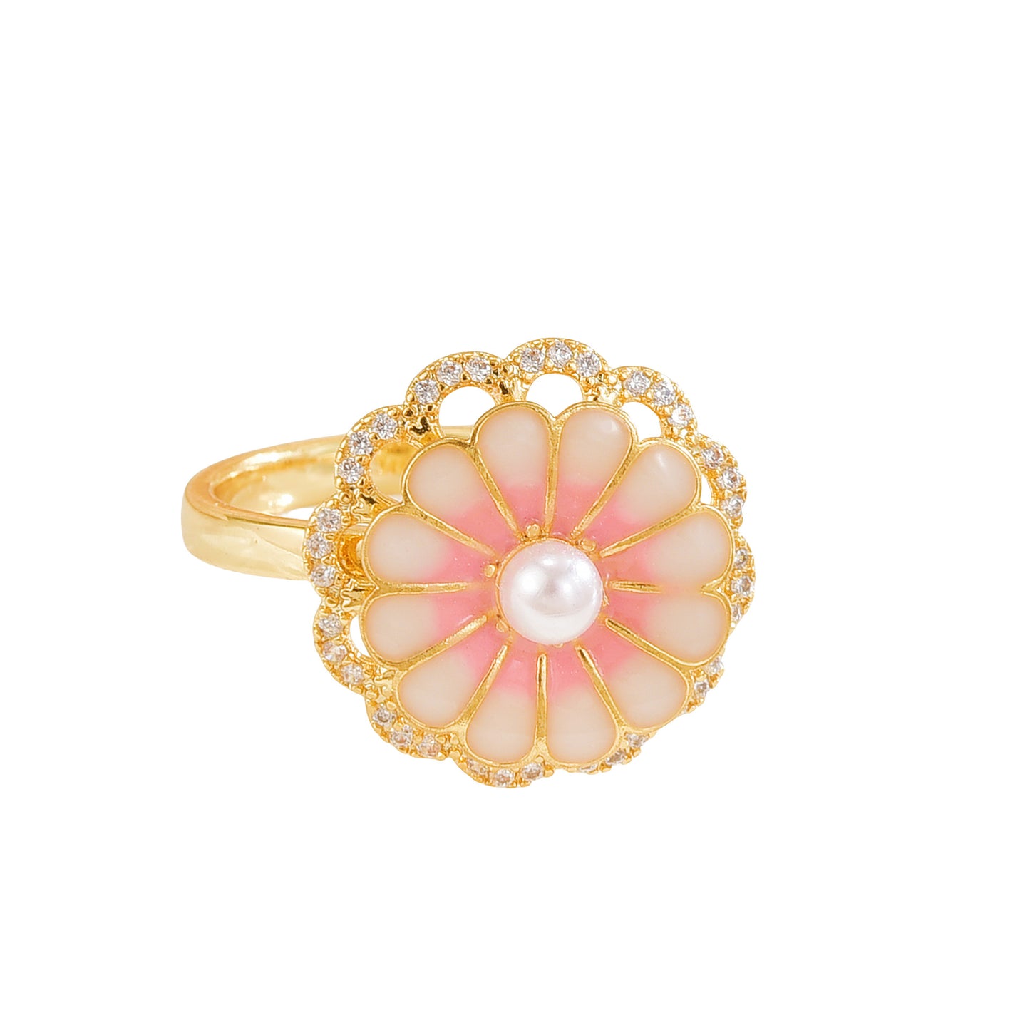 Rotating Ring for Women, Copper Gold Plated, Non-Fading, Elegant and Luxurious, Adjustable Daisy, Star, Moon, Zircon, European and American Cross-Border