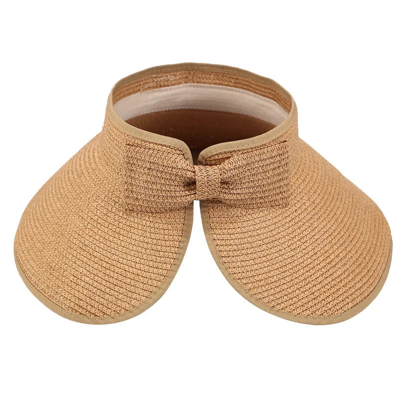 2023 New Women Roll Up Sun Visor Wide Brim Straw Hat Summer Foldable Packable UV Protection Cap for Beach Travel Bonnet
