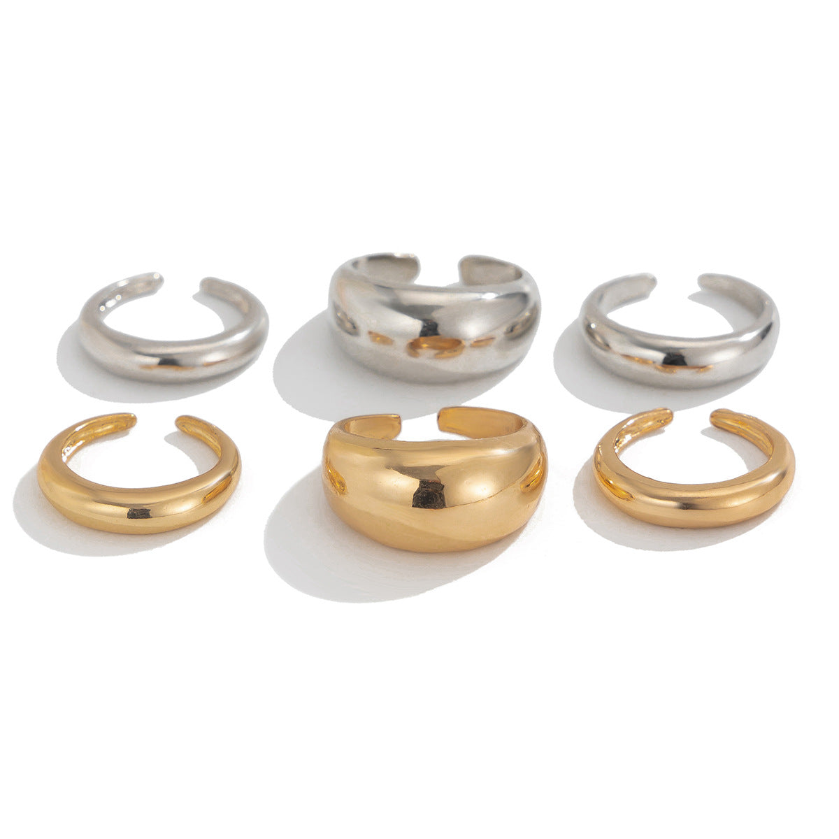 Ins Minimalist Style Trendy Exaggerated Mirror Versatile Ring Personality Alloy Hugging Ring