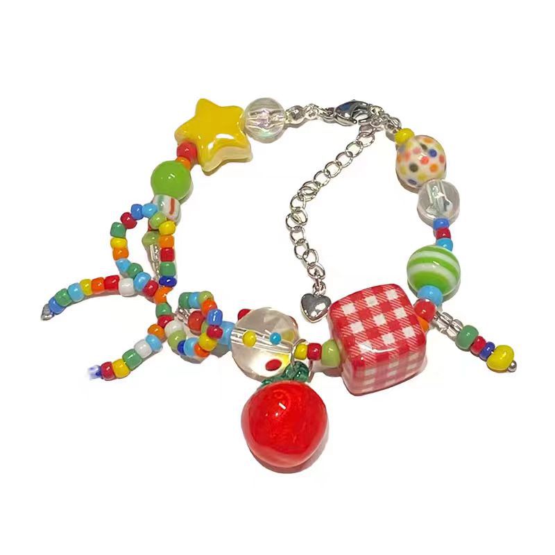 2025 New Dopamine Color Apple XINGX Beaded Necklace Internet Celebrity Light Luxury Minority Summer Colorful Clavicle Chain