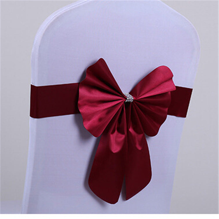 Wedding Chair Back Flower Decoration No-Tie Elastic Bow Chair Sash Chair Cover Chair Back Hotel Banquet Special