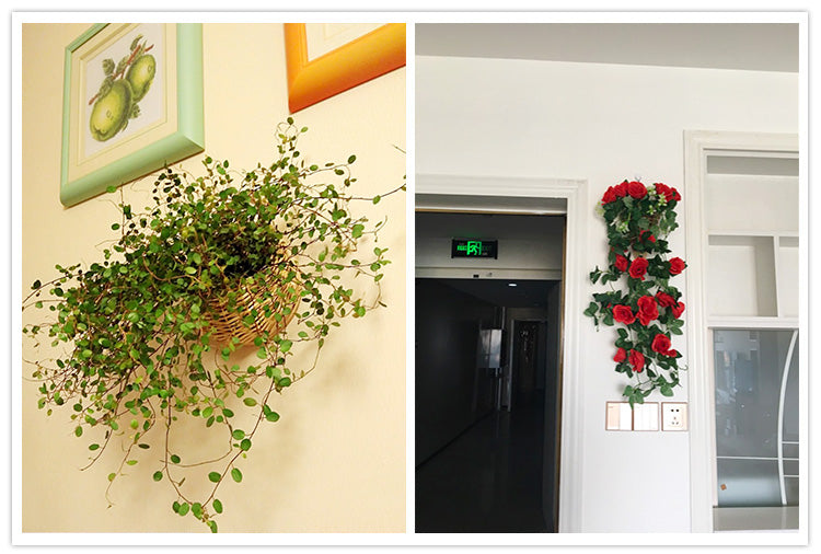 Artificial Flower Basket Ornament Straw Woven Flower Pot Rattan Basket Flower Arrangement Basket Living Room Indoor Wall Hanging Hanging Basket Woven Decorative Flower