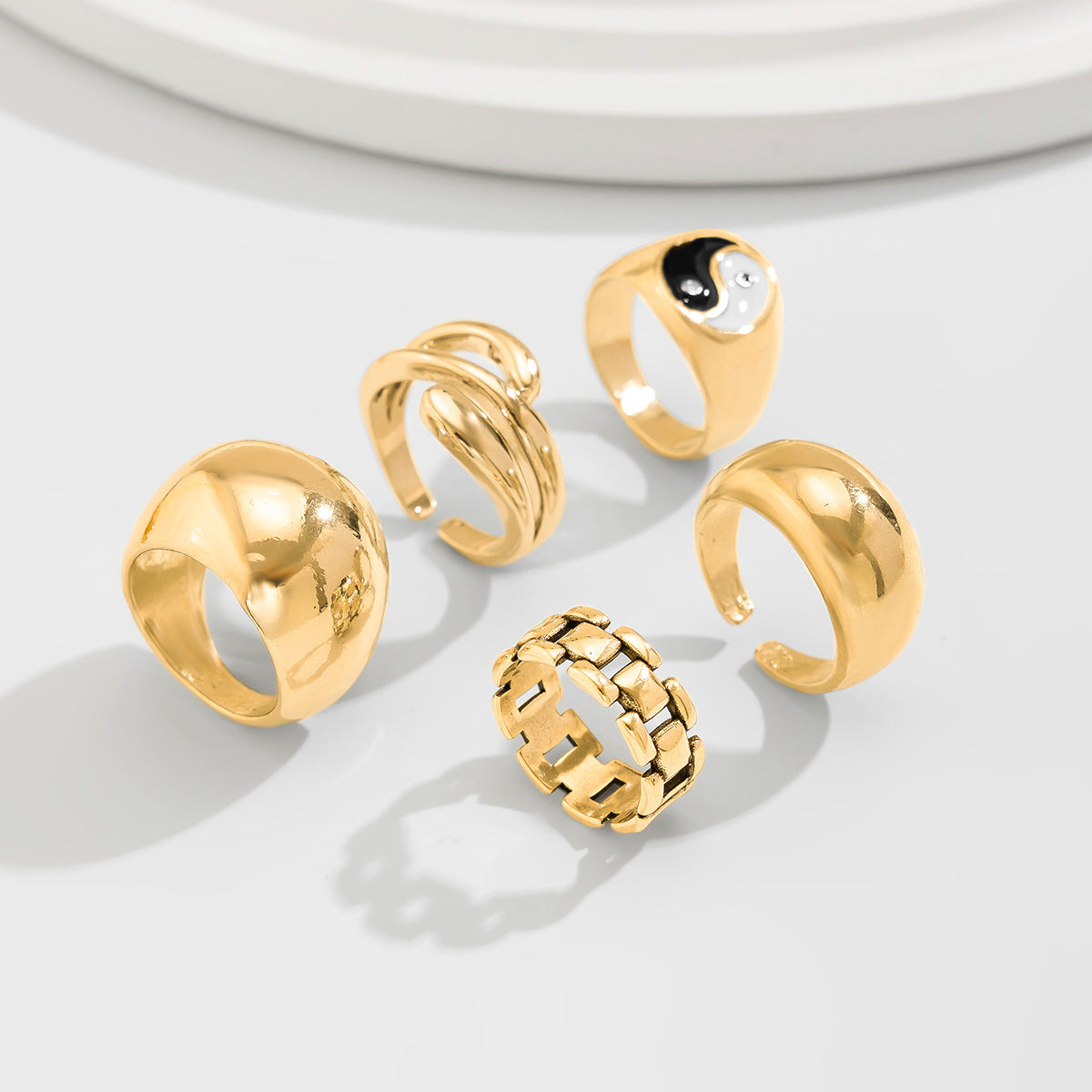 Ins Minimalist Style Trendy Exaggerated Mirror Versatile Ring Personality Alloy Hugging Ring