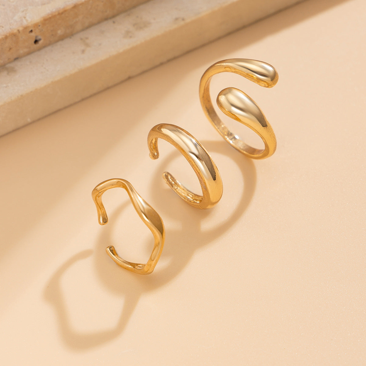 Ins Minimalist Style Trendy Exaggerated Mirror Versatile Ring Personality Alloy Hugging Ring