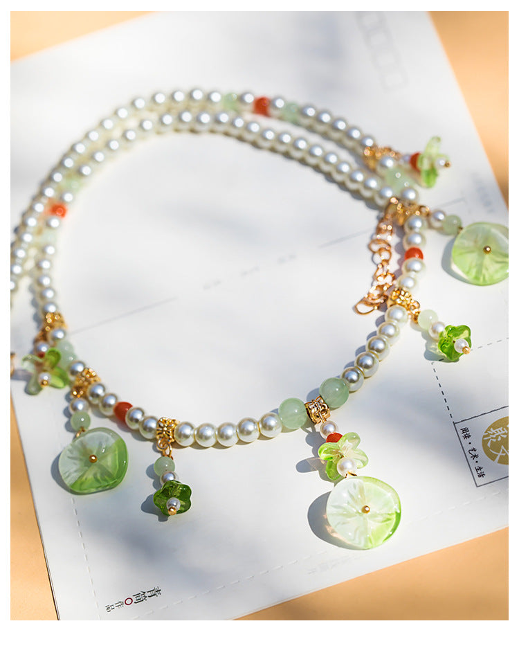 In Stock Hanfu Accessories Necklace Daily Fresh Necklace for Women Retro Pearl Pendant Ancient Style Jewelry(TB14.9)