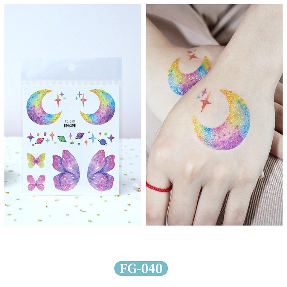 Glitter Gradient Butterfly Wing Tattoo Eye Corner Face Stickers Children's Eye Makeup DIY Stickers Fish Scale Performance Catwalk