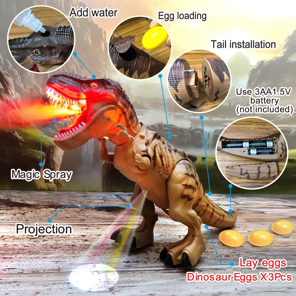Electric Toy Large Size Walking Spray Lay Eggs Dinosaur Robot for Kids With Light Sound Mechanical Dinosaurs Model Toys