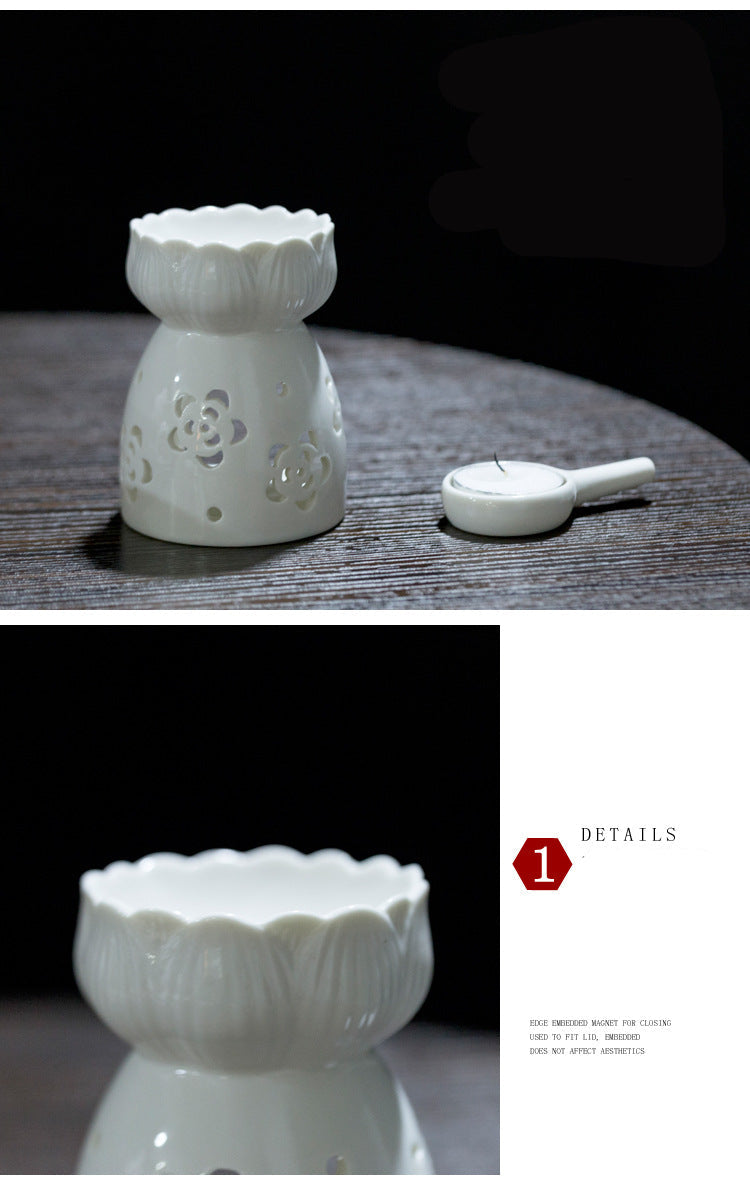 Multi-Flower Hollow Cute Version Small Porcelain Candle Essential Oil Aromatherapy Burner Ceramic Aromatherapy Lamp