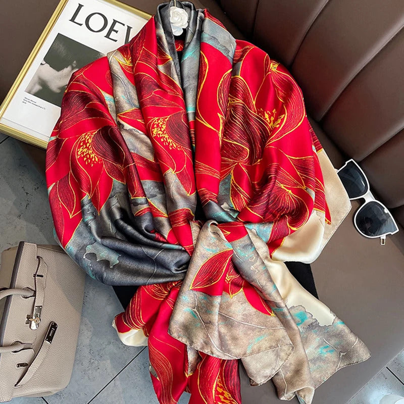 Spring Scarf Women's Luxury Design Polyester Material Smooth Scarf Soft Shawl Beach Scarf