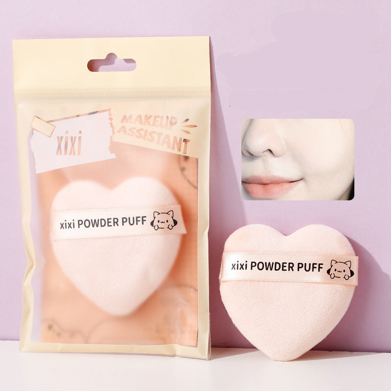 xixi Heart Peach Short Velvet Setting Powder Puff Flocked Soft Non-Powder-Absorbing Makeup Sponge Tool for Studio Use