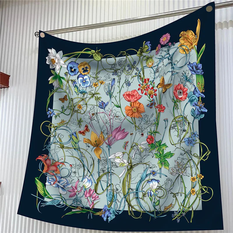 New Year Gift 90cm Large Square Scarf Scarf Women'S Scarves Spring And Autumn Style Fashion Shawl European American Twill Print