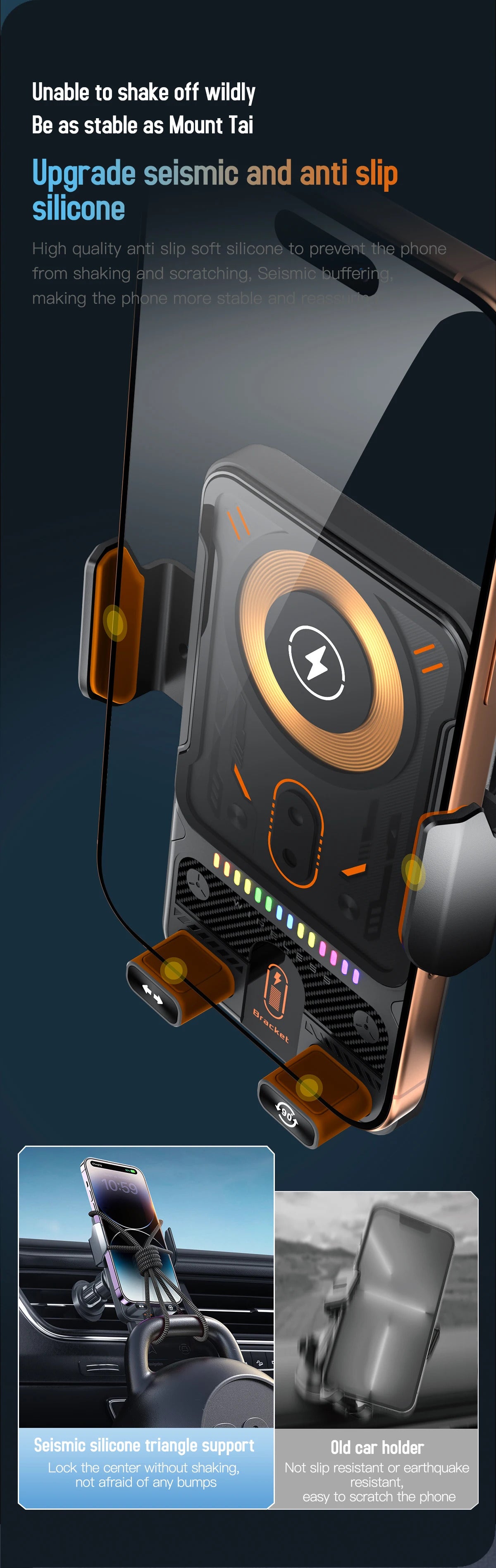 Wireless Car Phone Holder 15W Wireless Fast Charging Infrared Induction Phone Stand Universal Transparent for iPhone Xiaomi